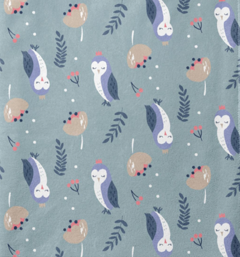 [DO-PLUMN12] Wellnessfleece Print Uilen Grijsgroen