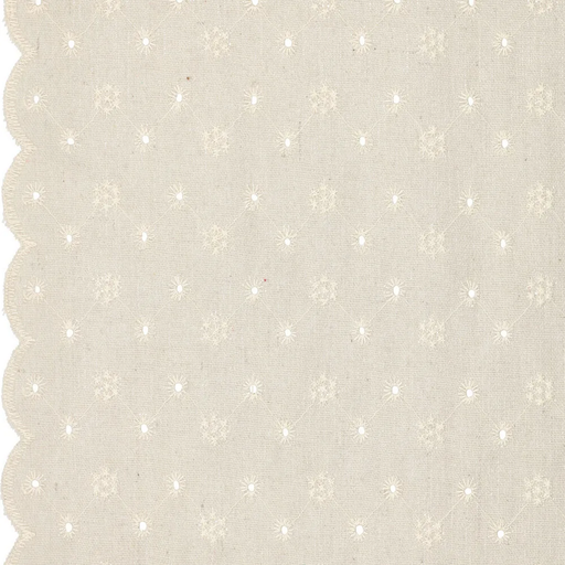 [KI-21508-030] Broderie Country Groove Zigzag Flower Naturel (2 sides scallop border)