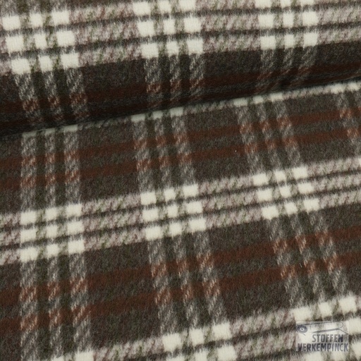[QT-Q22739-520] Wollen Mantelstof Check Brown/Aubergine