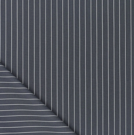 [KI-20631-996] Stretch Poplin Classic Stripe Dark Grey