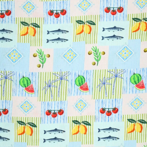 [KI-22612-636] Double Gauze Fine Dining Blue/Green