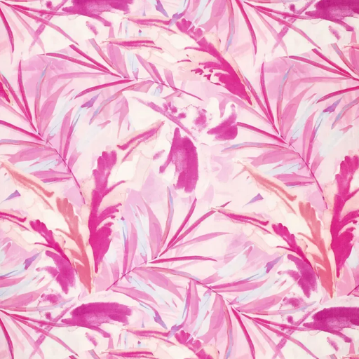 [KI-22508-875] Viscose Linnen Digi Vibrant Leaves Pink