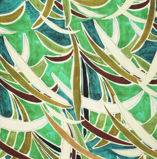[KI-22510-315] Viscose Linnen Digi Rio Palmtrees Green