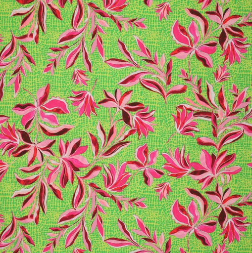 [KI-22576-315] Viscose Stretch Digi Flowers on Spot Green