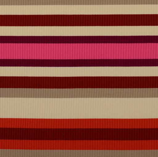 [HE-211658-0803] Jersey Iregular Stripes Fuchsia/Terra