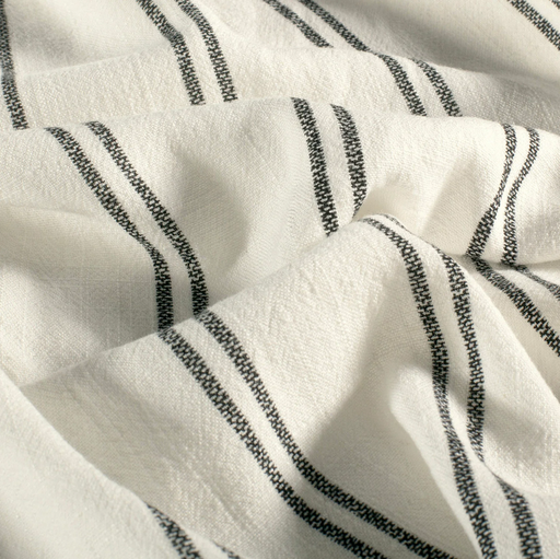 [NO-25043-051] Viscose Linnen Stripes Off White