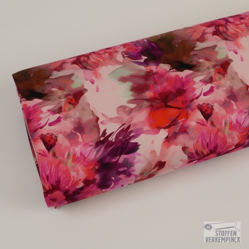 [NO-25302-017] Viscose Jersey Printed Flowers Fuchsia