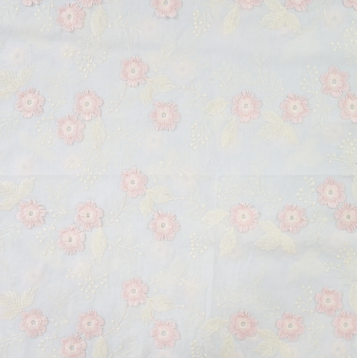 [QT-K48132-131] Katoenen Broderie Lovely Rose Flowers