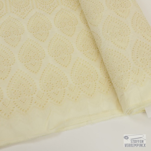 [POL-410127-70] Cupro Broderie Geometrie Crème