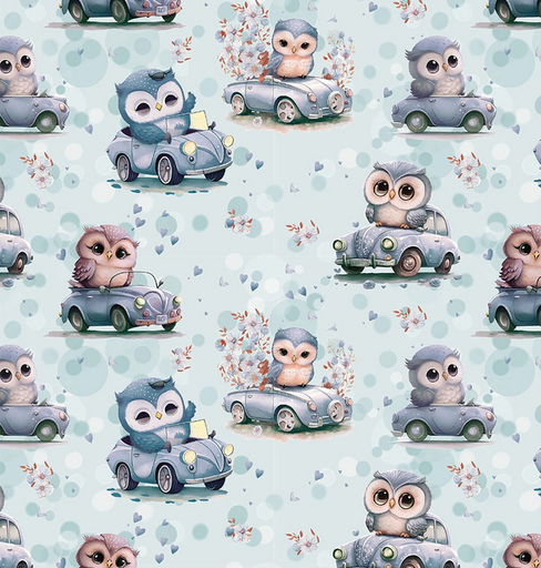 [MU-5932-621] Jersey Digital Driving Owl Pastel Blue