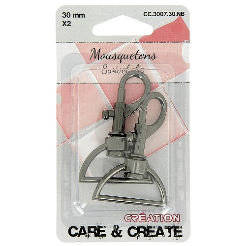 [DI-CC.3007.30.NB] Musketonhaak 30mm Zwart 2x