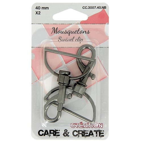 [DI-CC.3007.40.NB] Musketonhaak 40mm Zwart 2x