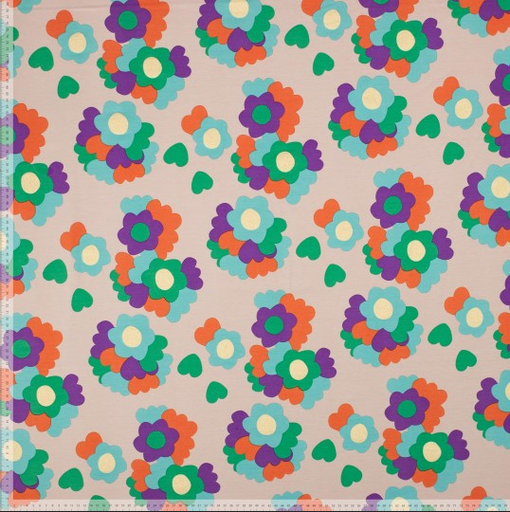 [POL-350053-11] French Terry Glitter Flower Beige