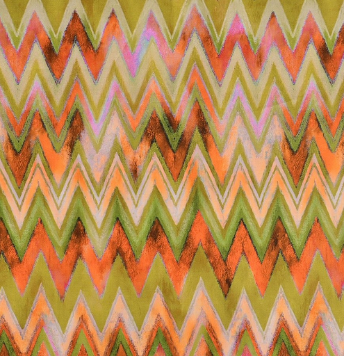 [MU-5972-38] Poplin Stretch Zigzag Orange/Olive