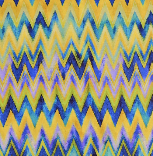 [MU-5972-5] Poplin Stretch Zigzag Cobalt/Yellow