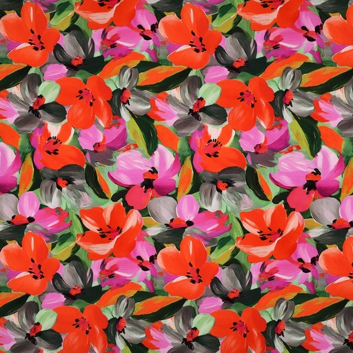 [VE-07435-001] Lenzing "Ecovero" Digital Flowers Multi