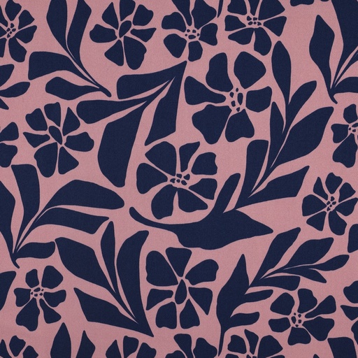 [VE-07523-008] Rosella Stretch Marine Flowers Old Rose