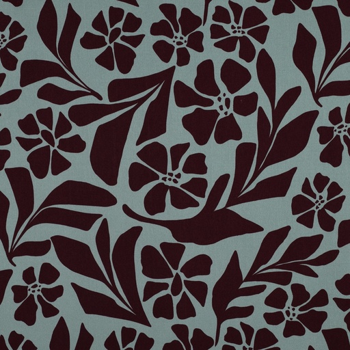 [VE-07523-012] Rosella Stretch Aubergine Flowers Sage