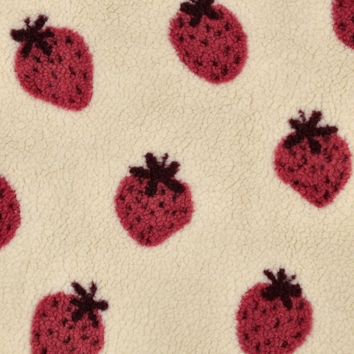 [VE-08032-001] Teddy Jacquard Strawberries Ecru