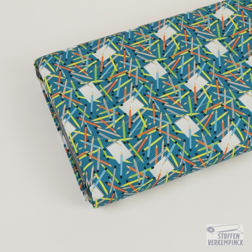 [MC-POPL ROBOTIQUE-7003] Cotton Poplin Pencils Petrol