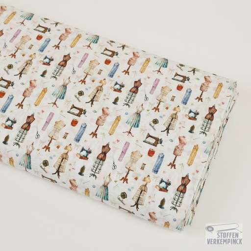 [MC-POPL MOMENTS-7001] Cotton Poplin "Sewing" Off White