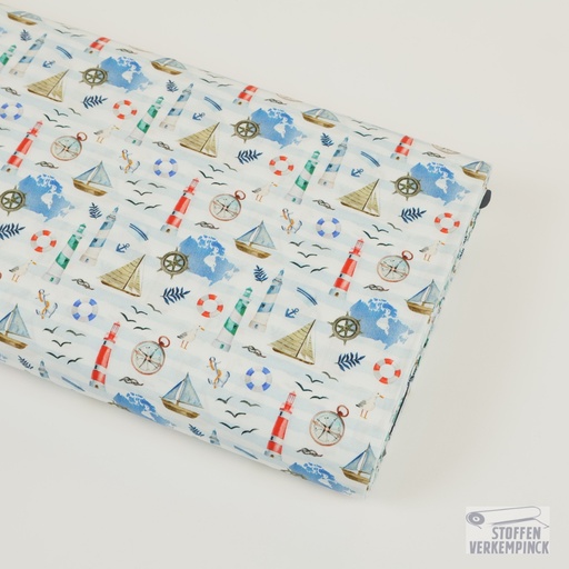 [MC-POPL MOMENTS-7006] Cotton Poplin "Sailing" White