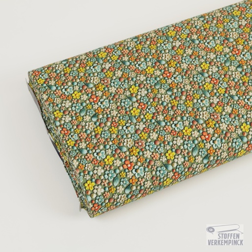 [MC-POPL SPLASH-7003] Cotton Poplin 3D Flower Green