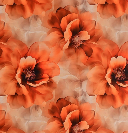 [MU-5981-1338] Cotton Stretch Satin Big Poppy Orange