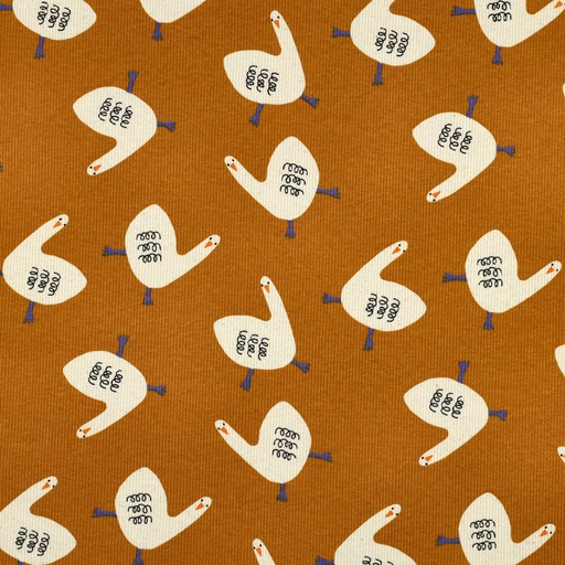 [VE-08115-014] Jennifer Bouron Organic Rib Jersey Geese - Ochre