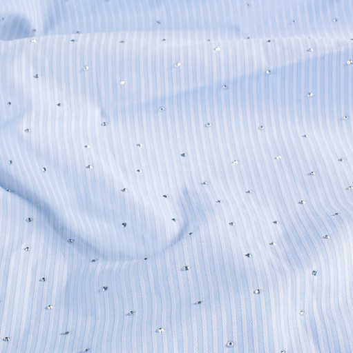 [NO-25225-003] Polye./Katoen Strepen & Glitter Babyblauw