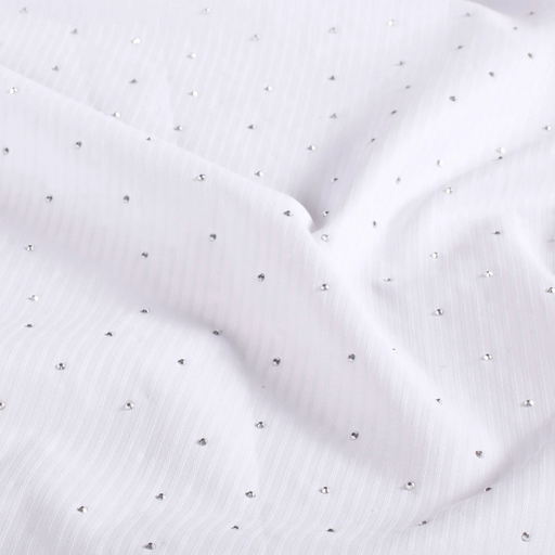 [NO-25225-050] Polye./Katoen Strepen & Glitter Wit