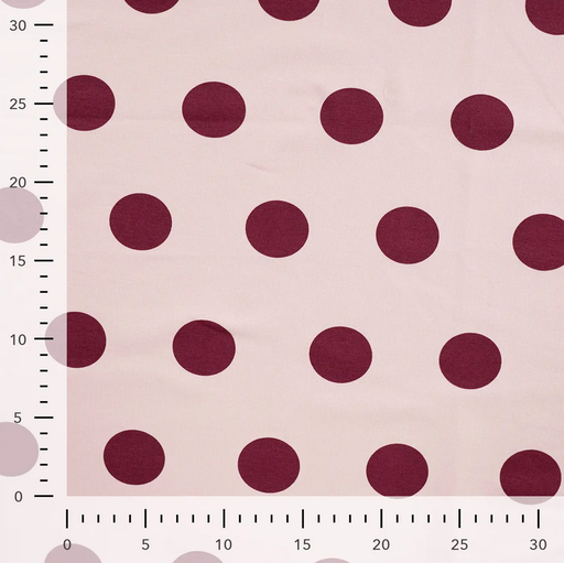 [QT-K20130-120] French Terry 4 cm Dots Rose/Bordeaux