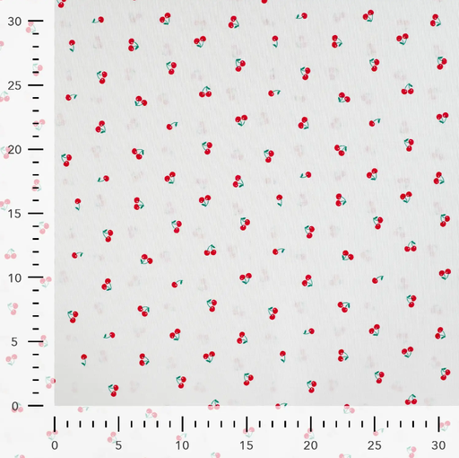 [QT-KC0339-015] Poplin Print Mini Cherries Off White