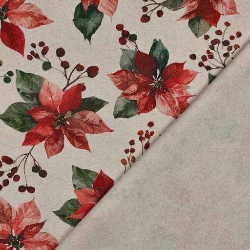 [VE-01974-032] Canvas Linen Look Digital Kerstroos Natural