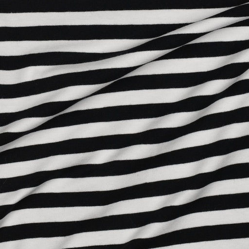 [VE-03323-001] Jersey Katoen Ya. Dy. Stripes 1 cm. Black