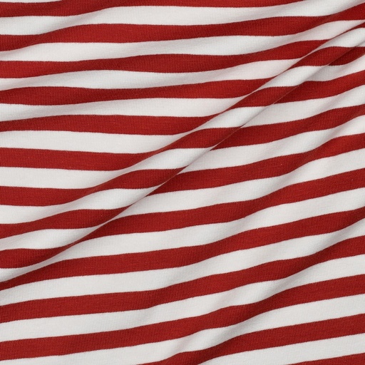 [VE-03323-005] Jersey Katoen Ya. Dy. Stripes 1 cm. Brick