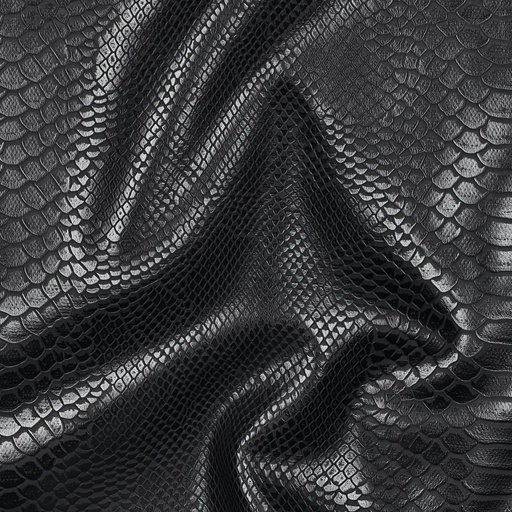 [VE-04748-001] Faux Leather Snake Skin Black