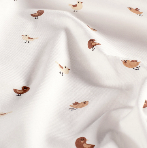 [NO-26616-051] Jersey Katoen Birds Off White