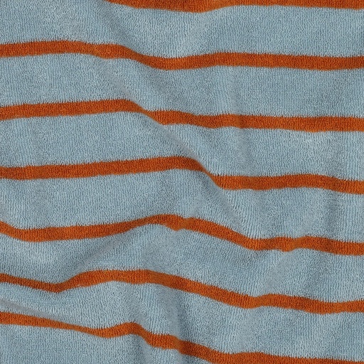 [VE-03807-009] Stretch Badstof Yarn dyed Stripes Denimblue/Rust