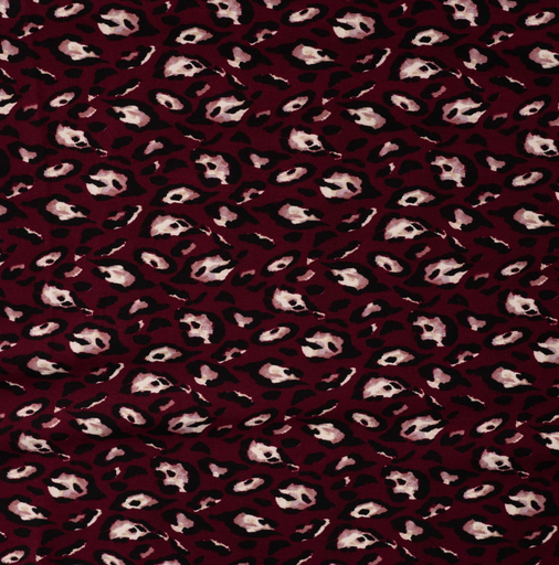 [QT-P24010-190] Viscose Twill Print Leopard Wine