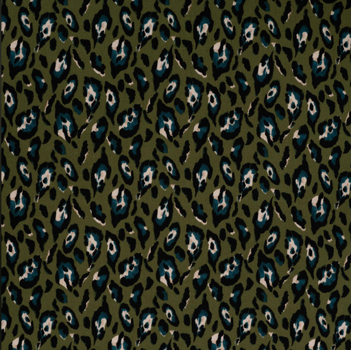 [QT-P24010-940] Viscose Twill Print Leopard Green