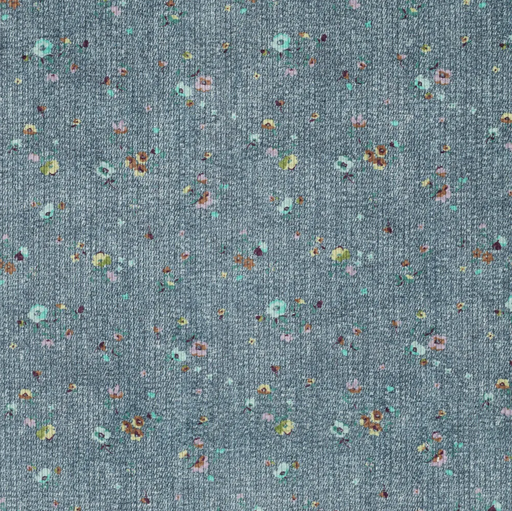 [KI-23094-690] Ribvelours Denim Flower Dusty Blue