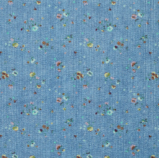 [KI-23094-691] Ribvelours Denim Flower Blue Sky