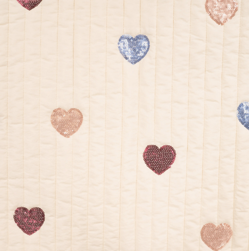 [QT-K48170-510] Matelassé Quilted Hearts paillet Ecru