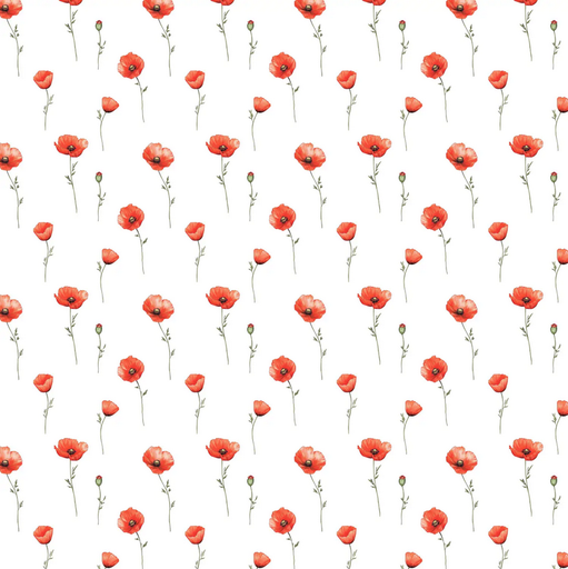 [QT-S30027-150] Cotton Poplin Digital Poppies Red