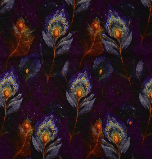 [MU-6117-1345] Punta di Roma Digital Peacock Feathers Purple