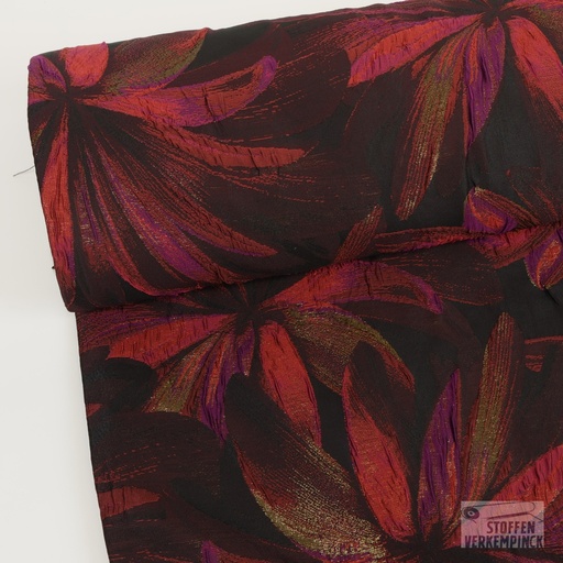 [NO-26082-017] Jacquard Lamée Big Flower Dark Red