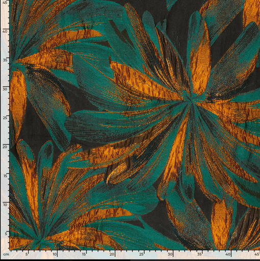[NO-26082-024] Jacquard Lamée Big Flower Petrol