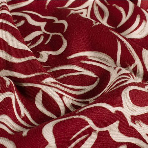 [NO-26062-018] Viscose Twill Leaf Pattern Bordeaux