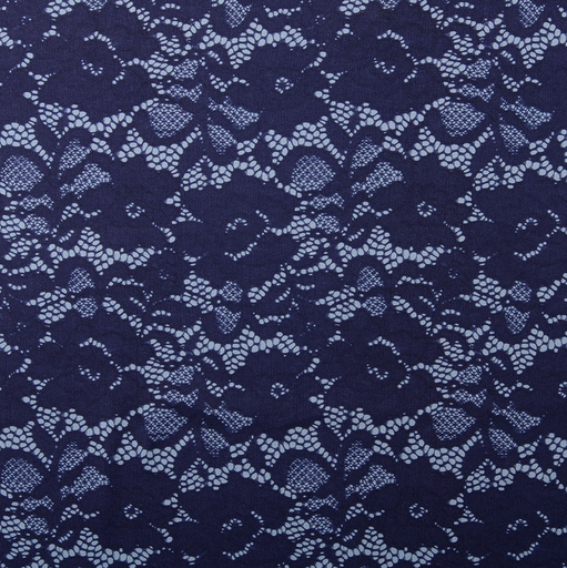 [NO-60252-003] Viscose Satin Laceprint Marine